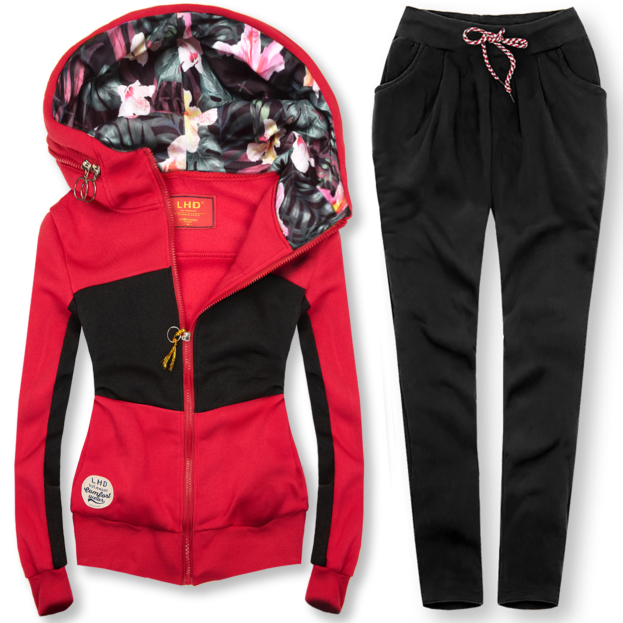 Oblečenie a doplnky - Súprava so vzorovanou kapucňou červená/čierna
