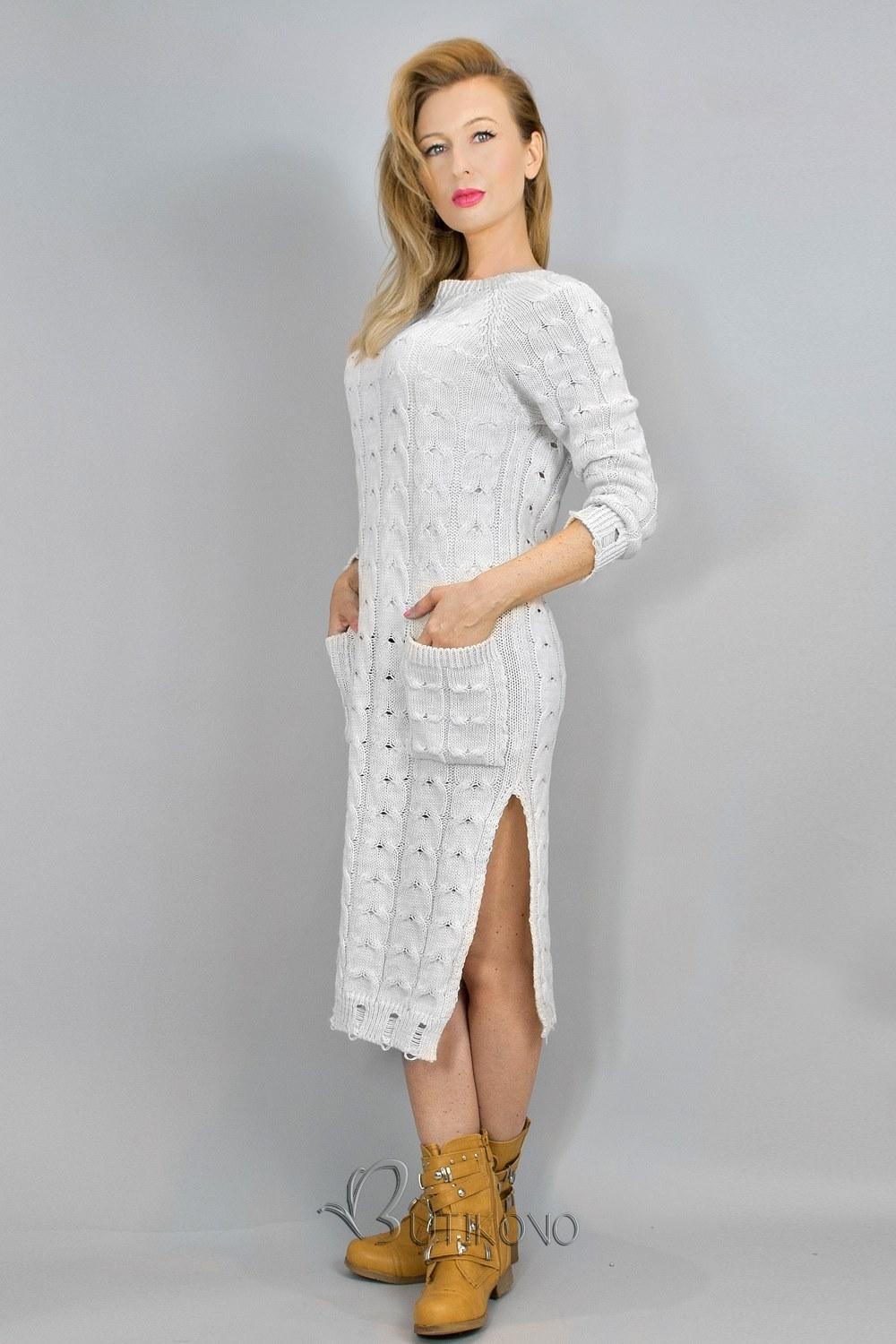 Biele pletené šaty 7295