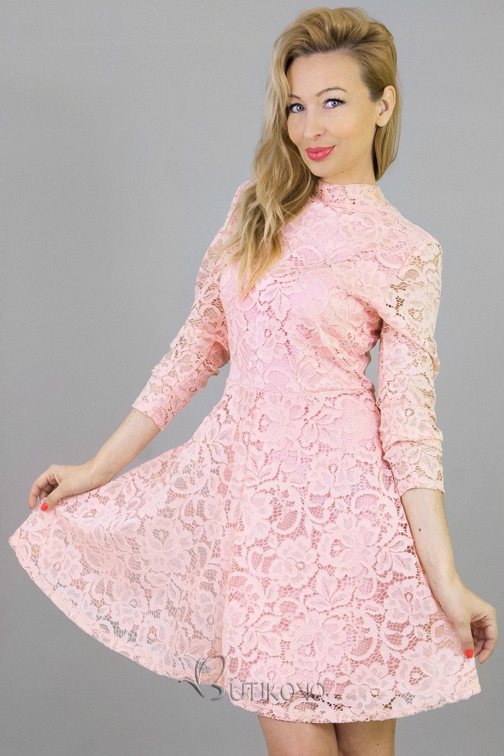 Ružové čipkované šaty
