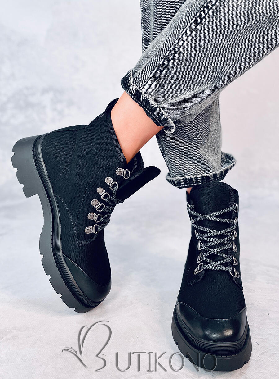 Čierne látkové trekingové topánky