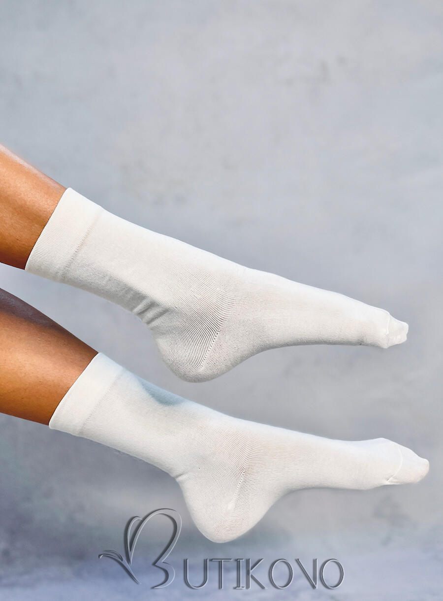 Hladké vysoké dámske ponožky ecru