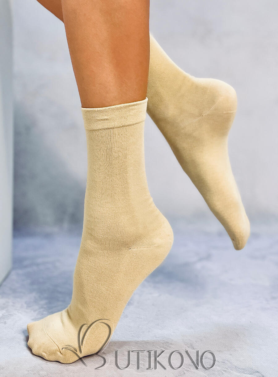Hladké vysoké dámske ponožky svetložlté