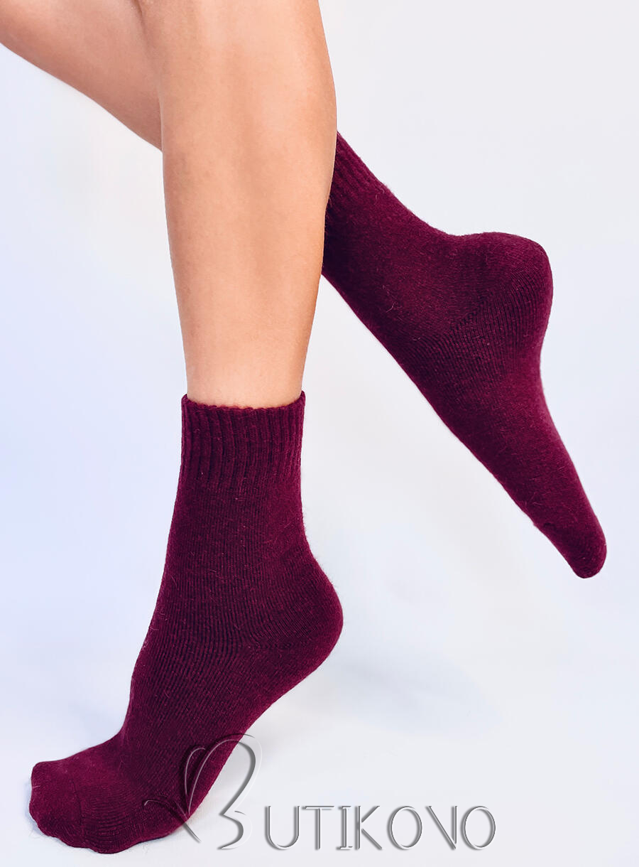 Bordové vlnené ponožky
