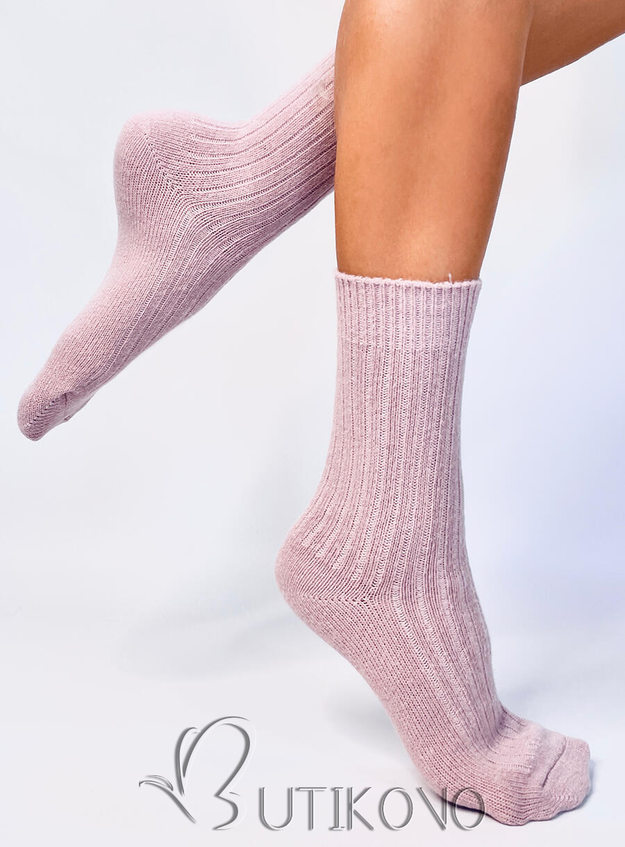 Ružové hrejivé dámske ponožky