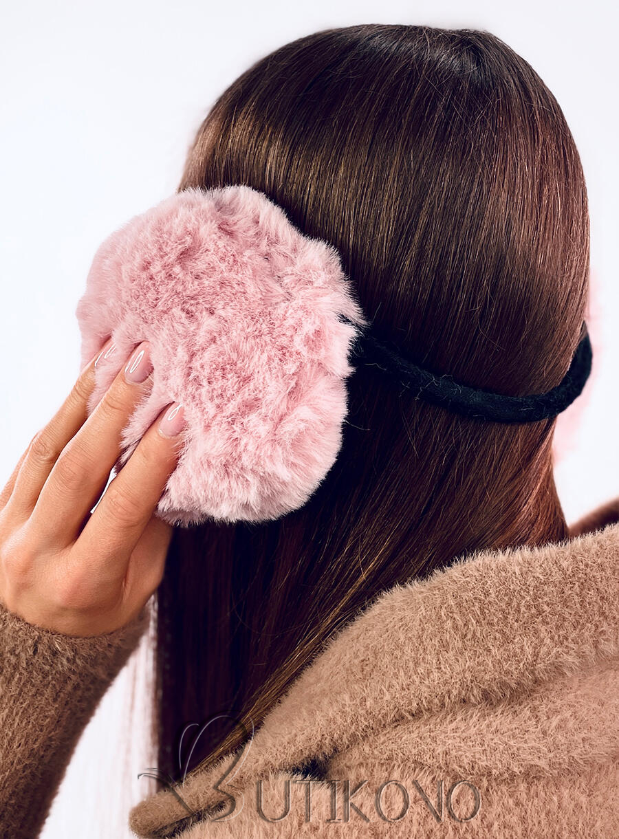 Ružové zimné kožušinové chrániče uší