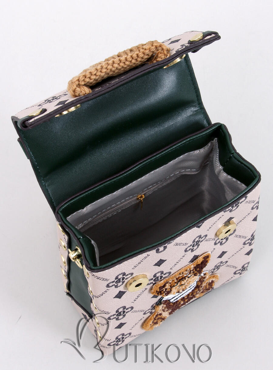 Kabelka - kufrík TEDDY béžová/zelená
