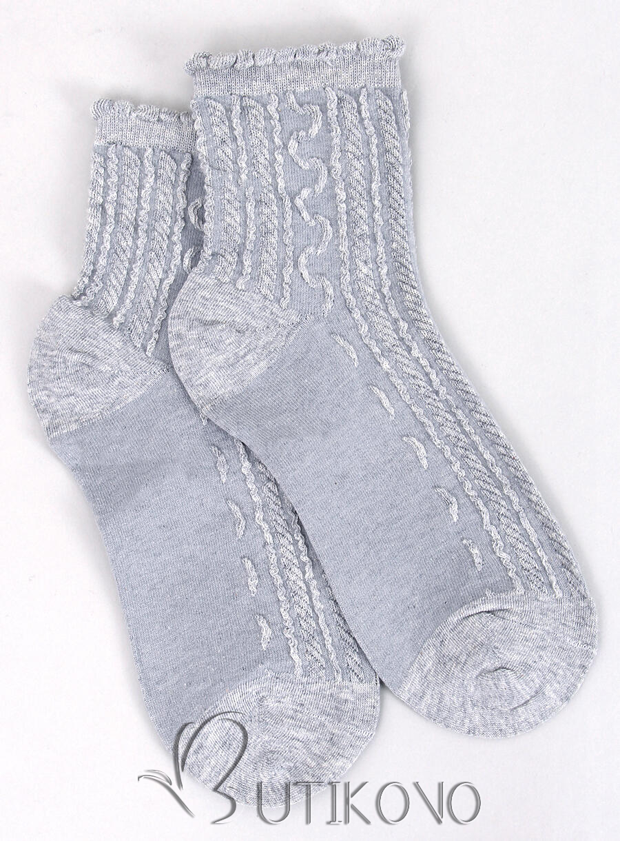 Sivé dámske ponožky s volánom