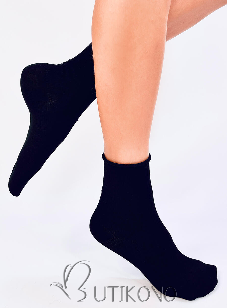 Čierne hladké dámske ponožky