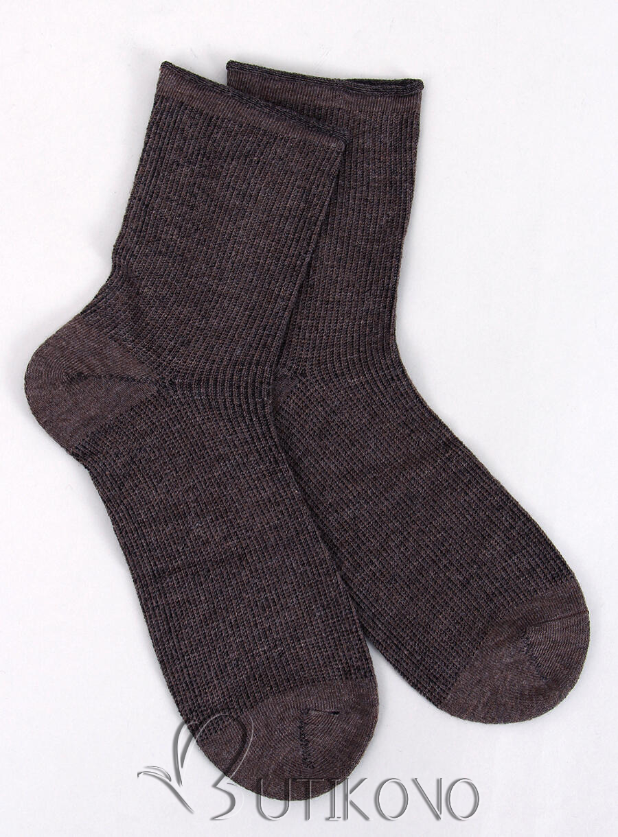 Hnedé hladké dámske ponožky