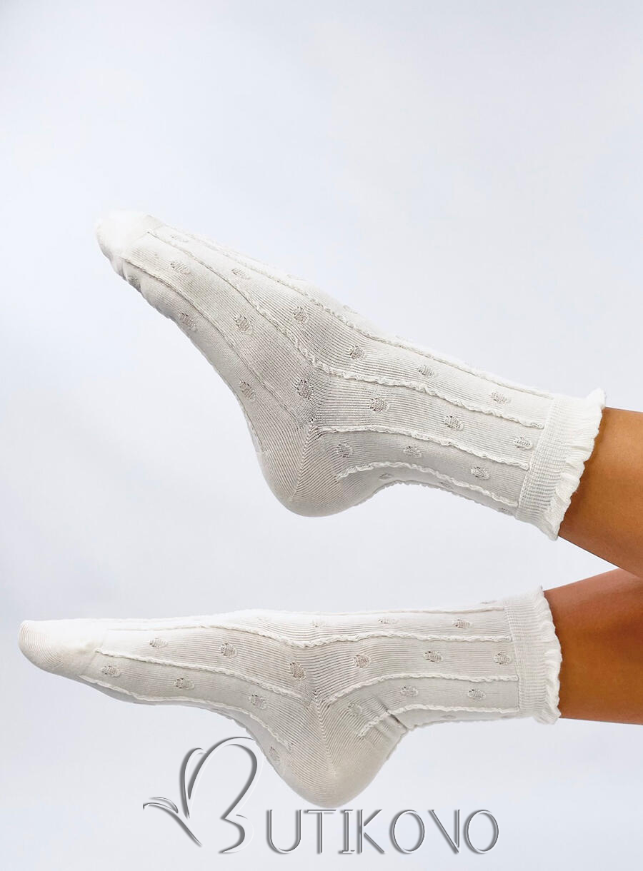 Ecru ponožky s pleteným vzorom 02