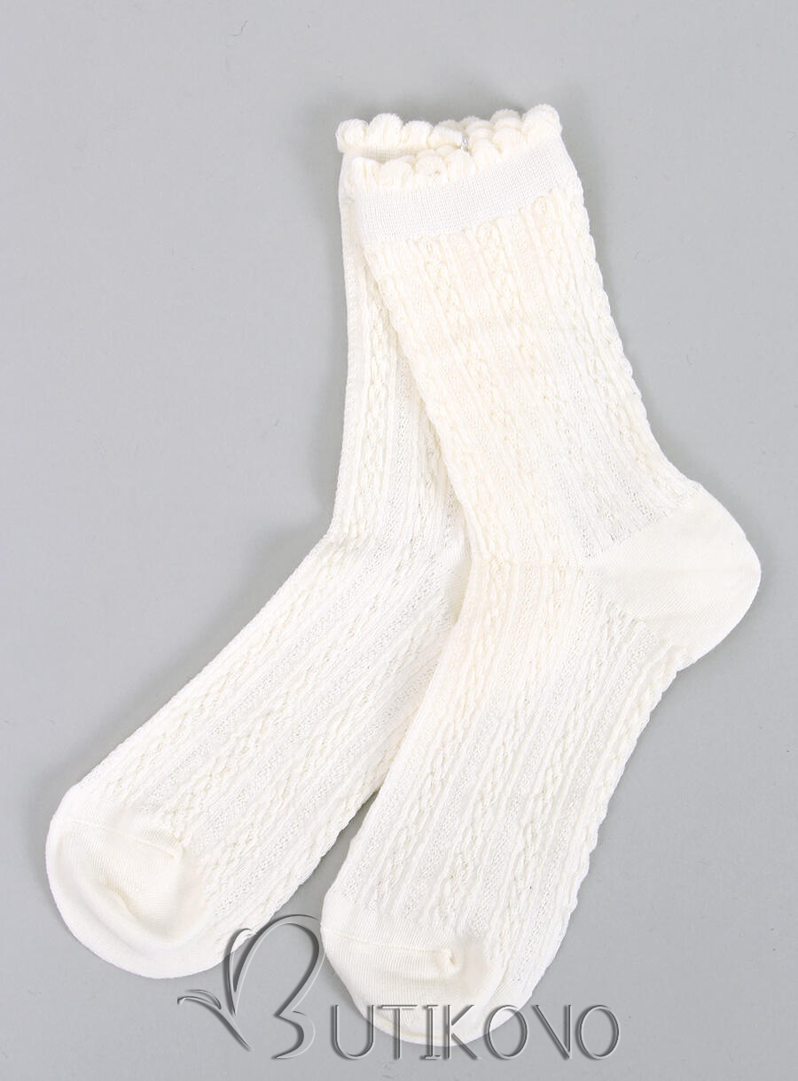 Ecru ponožky s pleteným vzorom 01