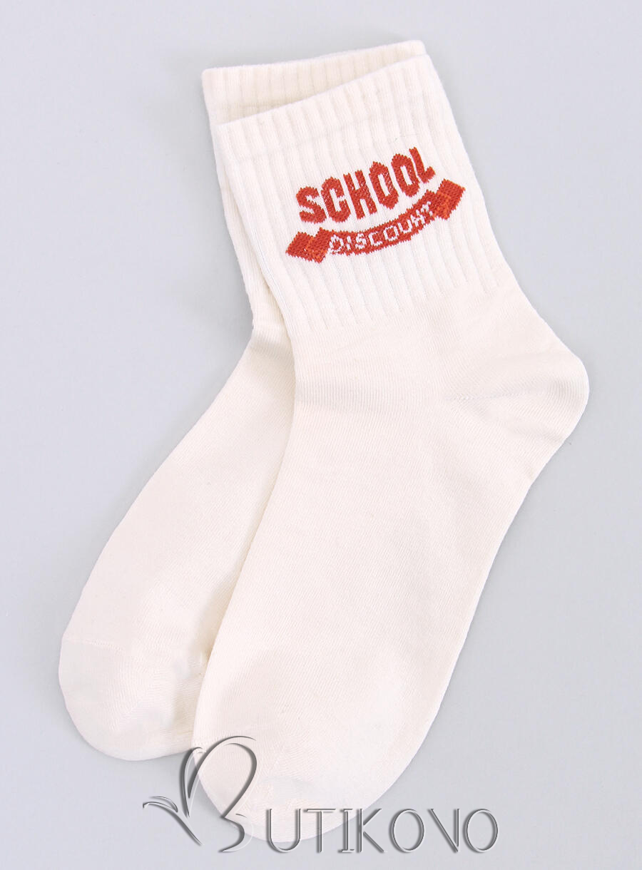 Béžové bavlnené ponožky SCHOOL