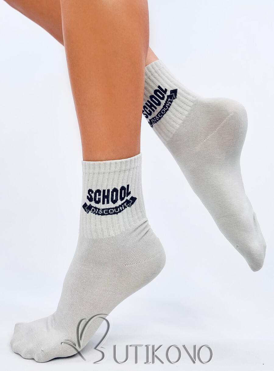 Sivé bavlnené ponožky SCHOOL