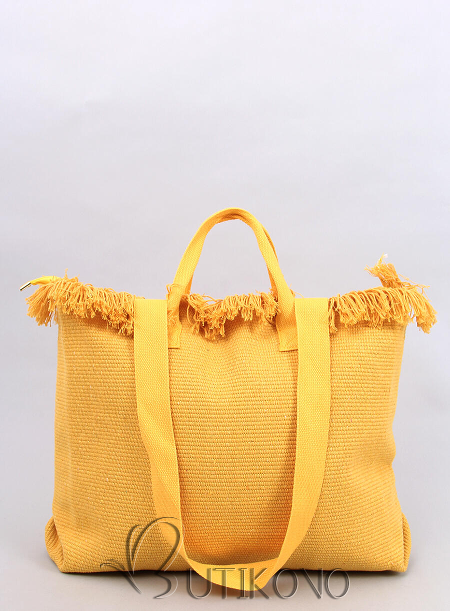 Žltá plážová taška so strapcami