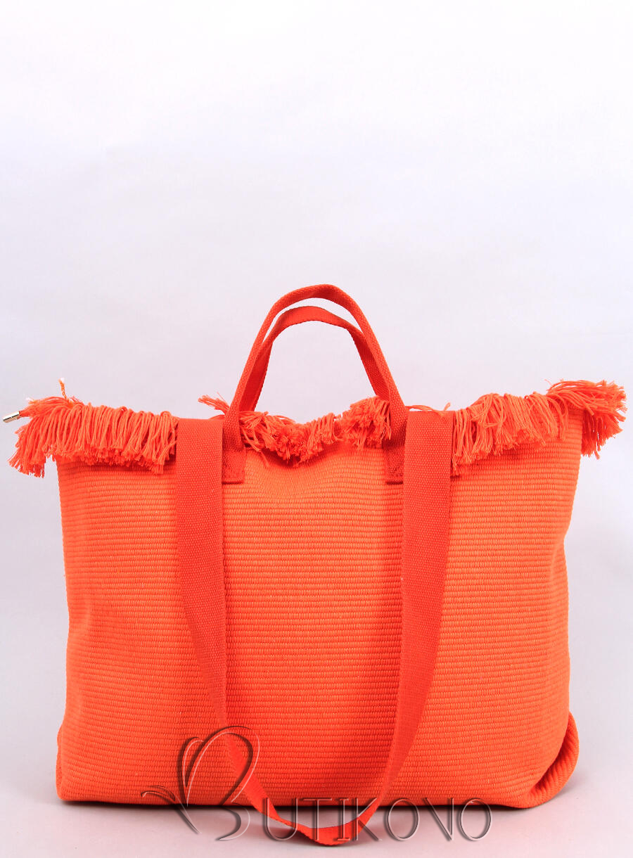 Pomarančová plážová taška so strapcami