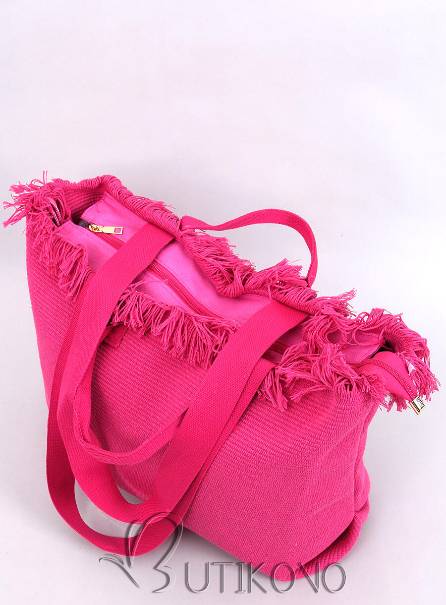 Ružová plážová taška so strapcami