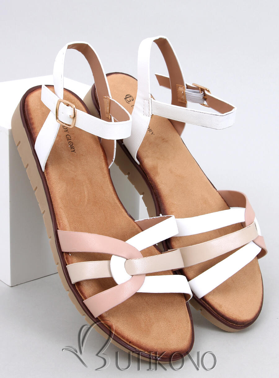 Nízke sandále biela/ružová