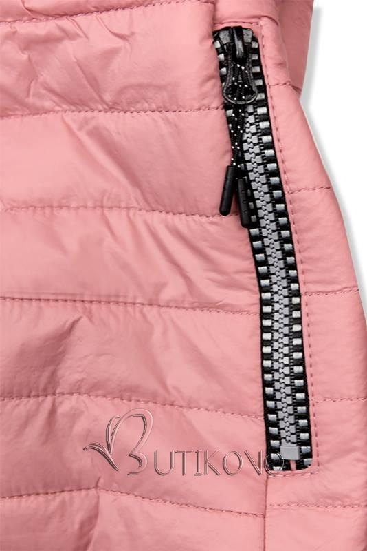 Ružovo-sivá prešívaná bunda
