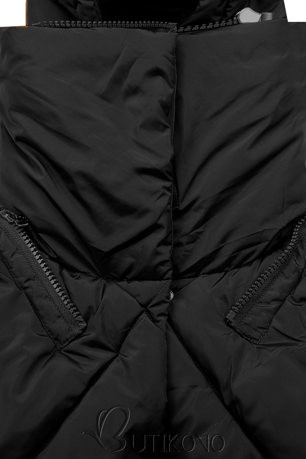 Čierna zimná bunda s extra vysokým golierom