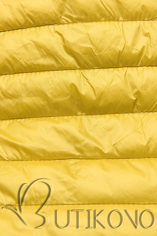 Žltá prešívaná bunda s farebnou podšívkou