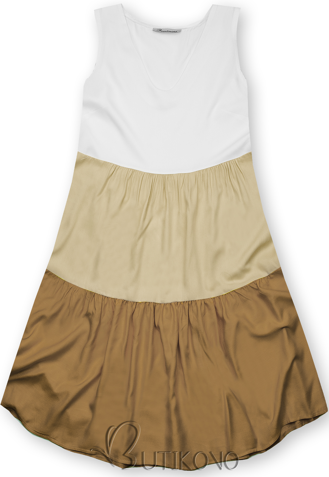 Letné šaty z viskózy biela/béžová/hnedá