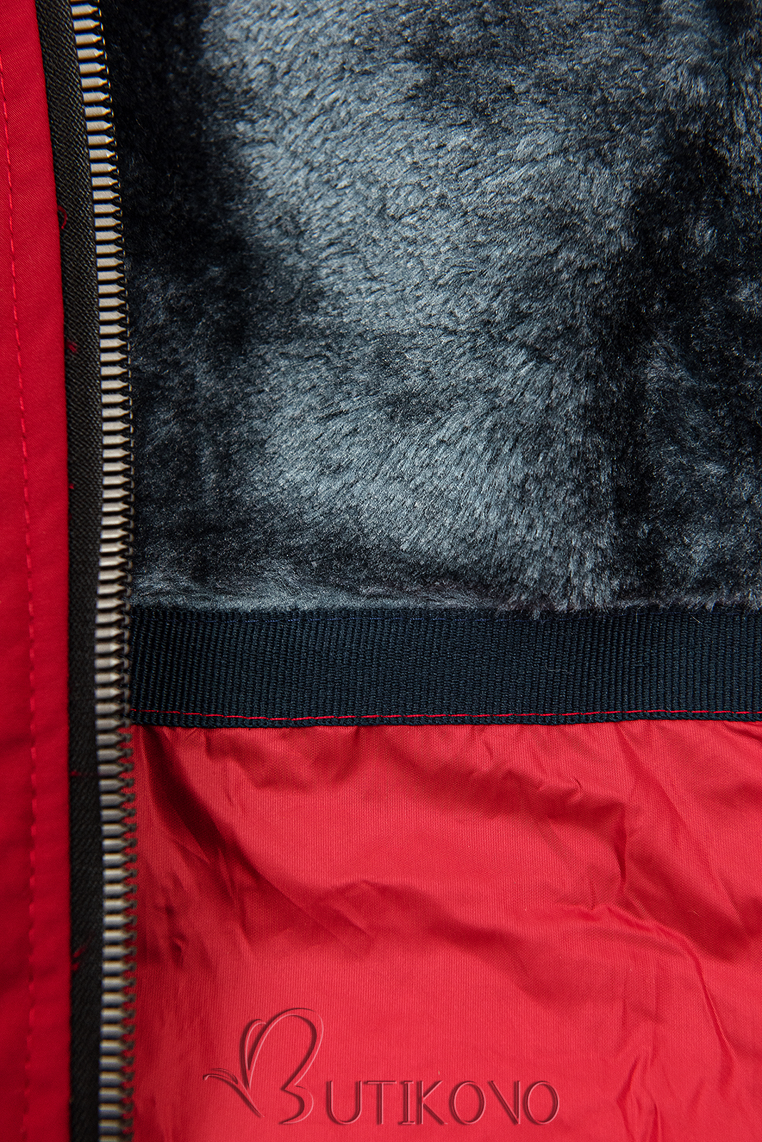 Červená zimná bunda so sťahovaním v páse
