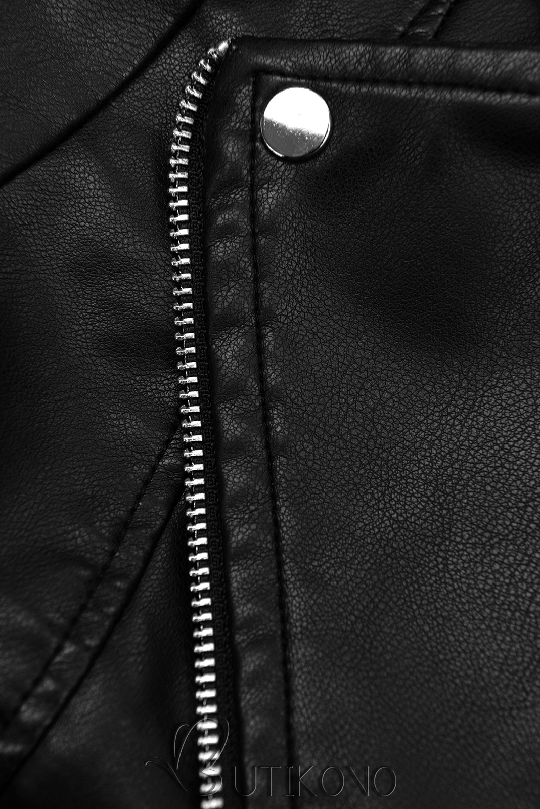 Čierna koženková prešívaná bunda