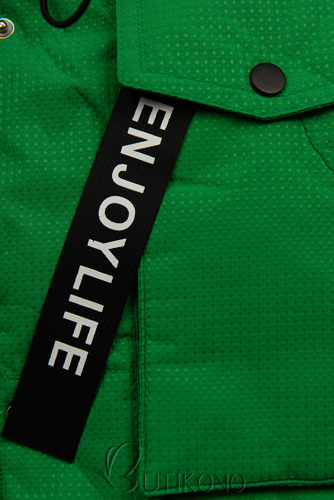 Zelená detská bunda so sťahovaním v páse