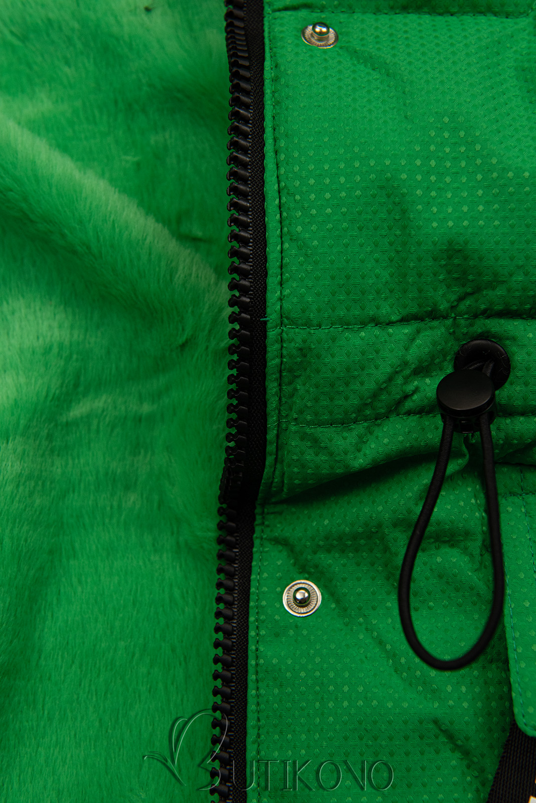 Zelená detská bunda so sťahovaním v páse