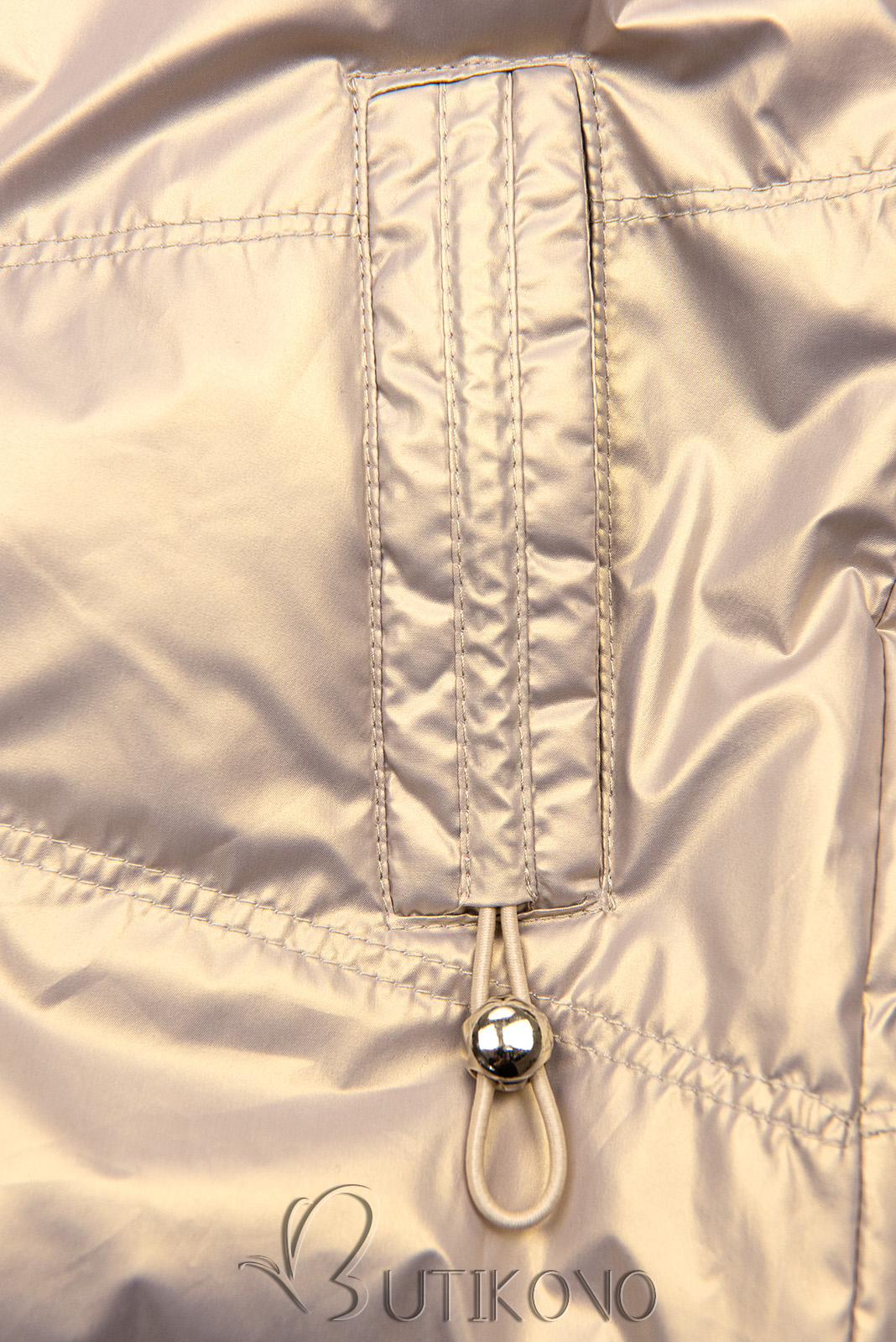 Perleťovozlatá prechodná bunda s kapucňou