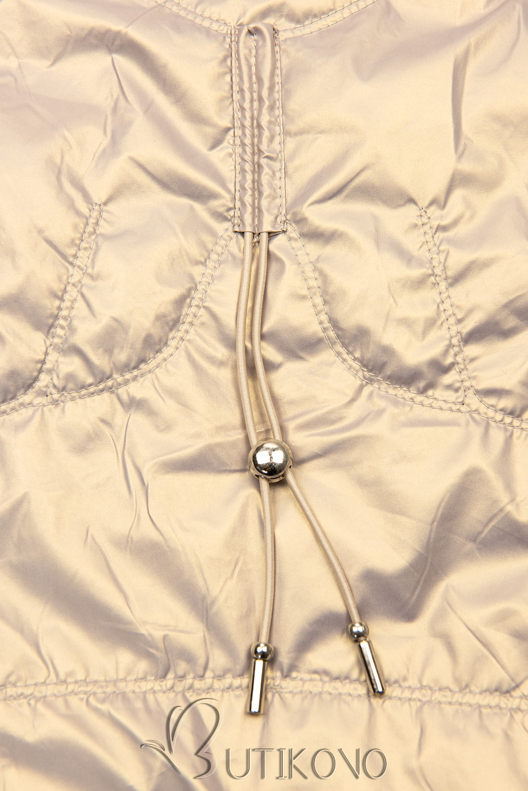 Perleťovozlatá prechodná bunda s kapucňou