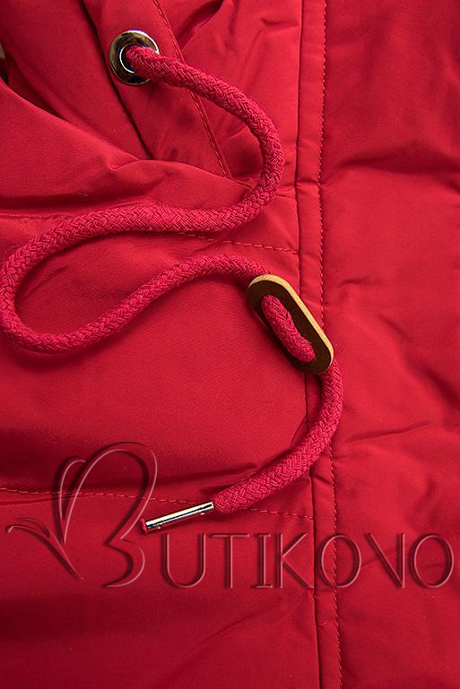 Červená zimná bunda s plyšovou podšívkou