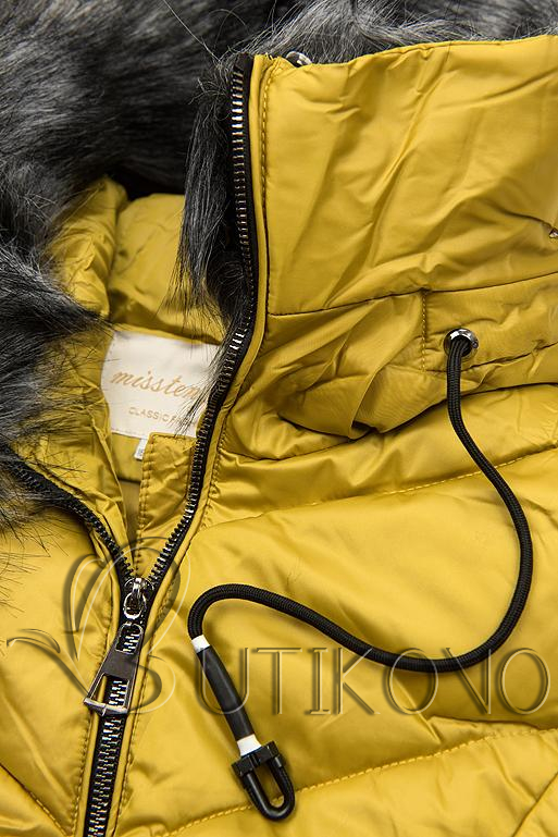 Prešívaná zimná bunda horčicovo žltá