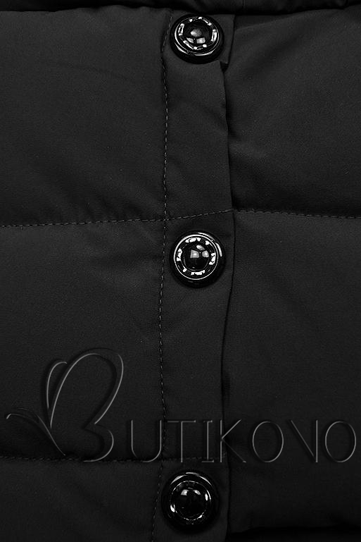 Čierna prešívaná bunda na zimu