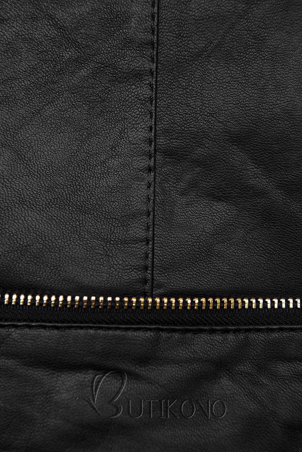 Čierna krátka koženková bunda