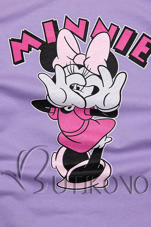 Fialové tričko s kreslenou potlačou myšky