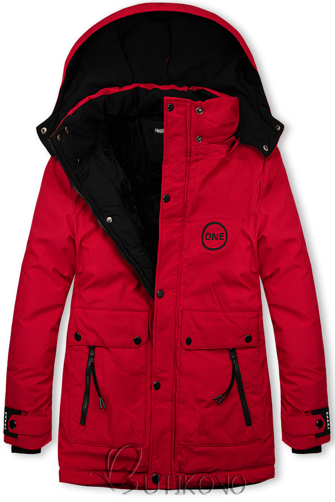 Chlapčenská zimná bunda červená/čierna