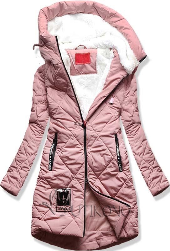Ružová dlhá zimná bunda