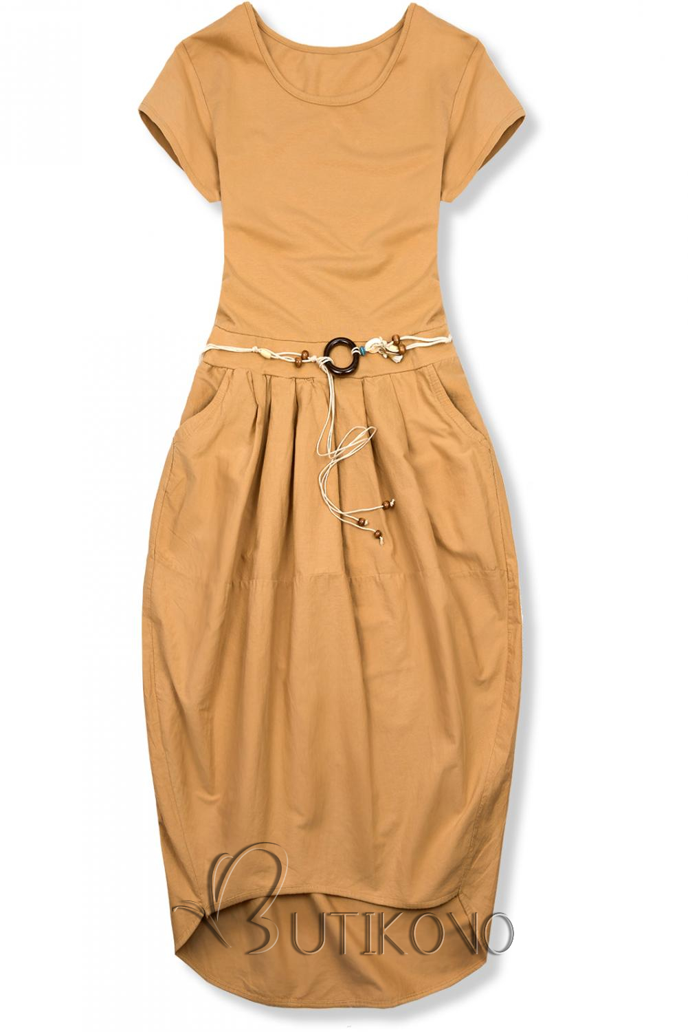 Hnedé midi šaty v basic štýle