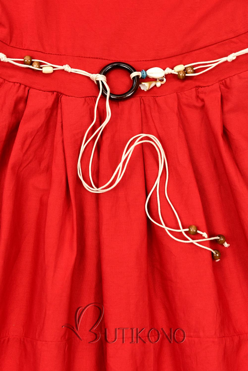 Červené midi šaty v basic štýle
