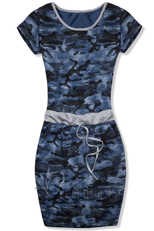 Modré army bavlnené šaty