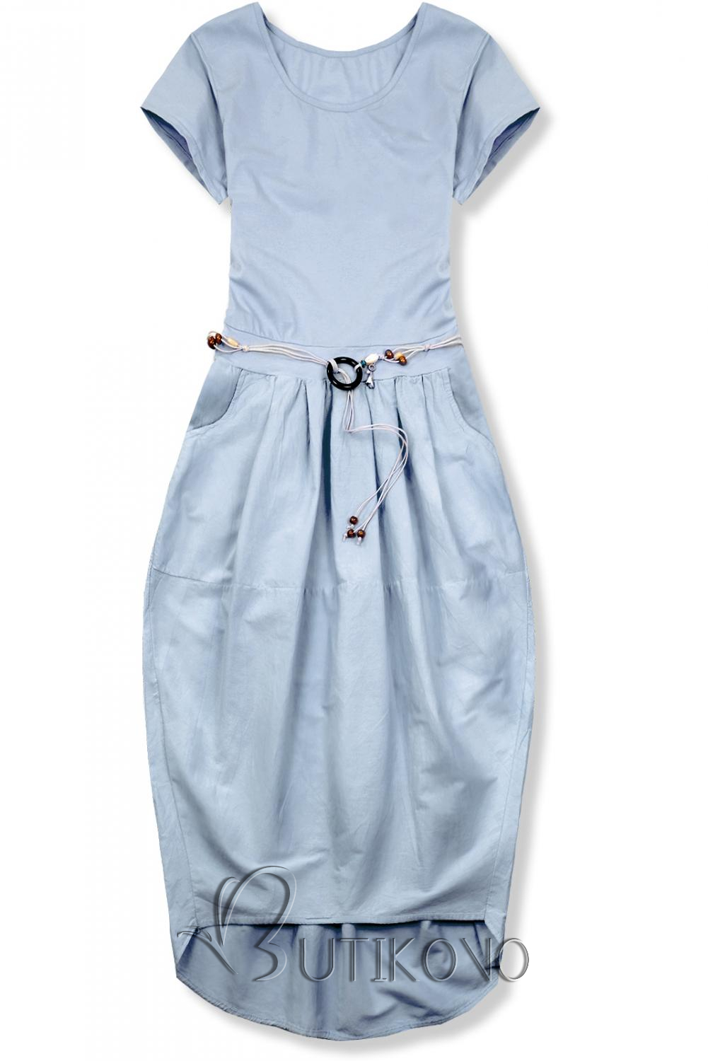 Pastelovo modré midi šaty v basic štýle