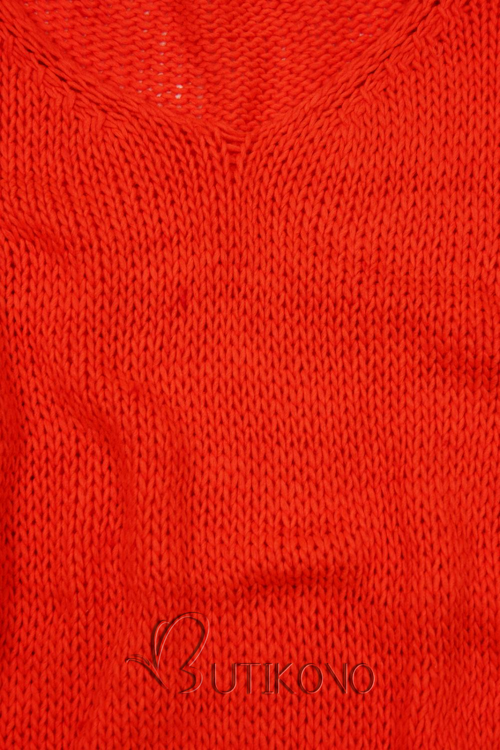 Neónovo oranžový pletený pulóver