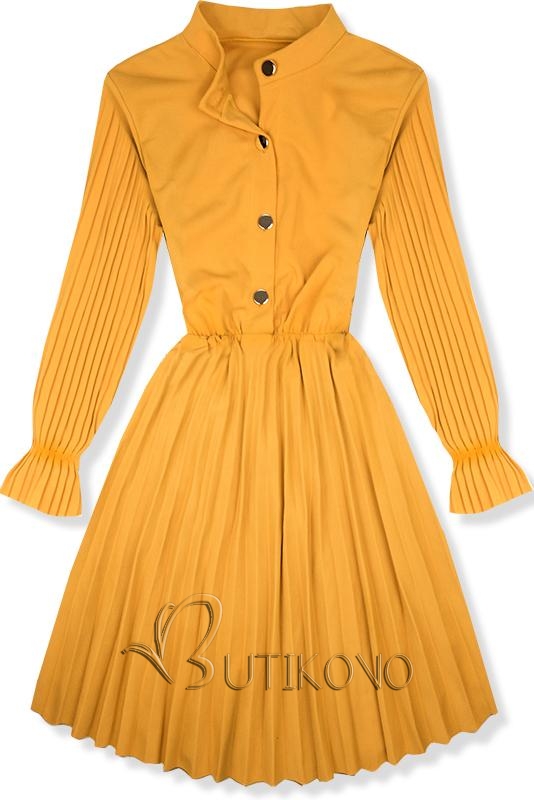 Žlté plisované šaty