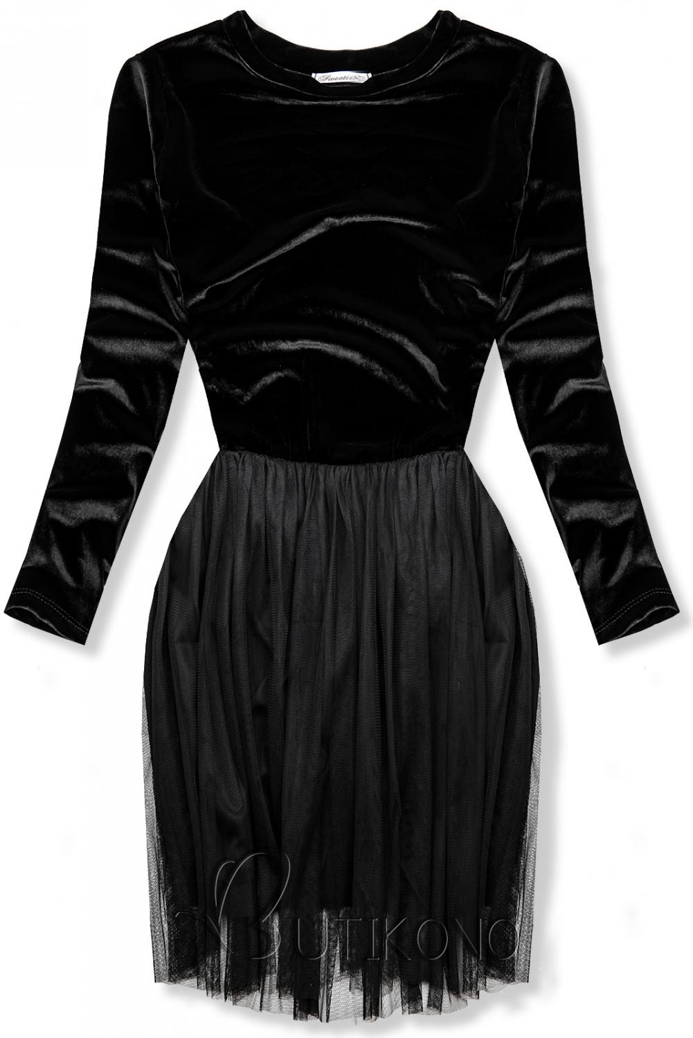 Čierne šaty s tylovou sukňou