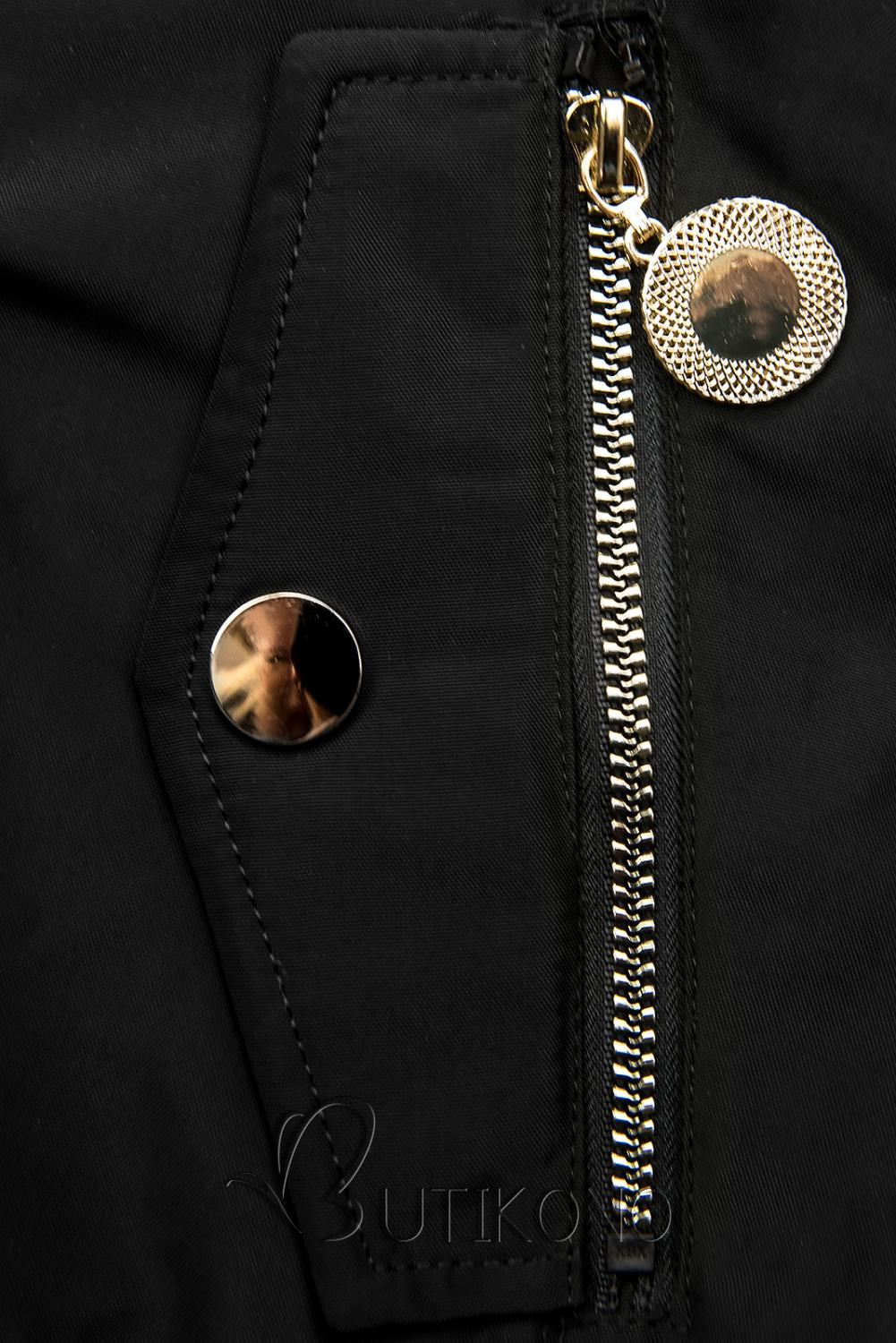 Čierna zimná obojstranná bomber bunda