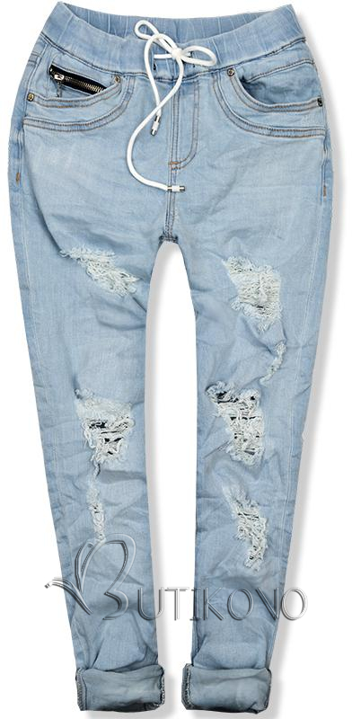 Svetlomodré jeans nohavice s dierami