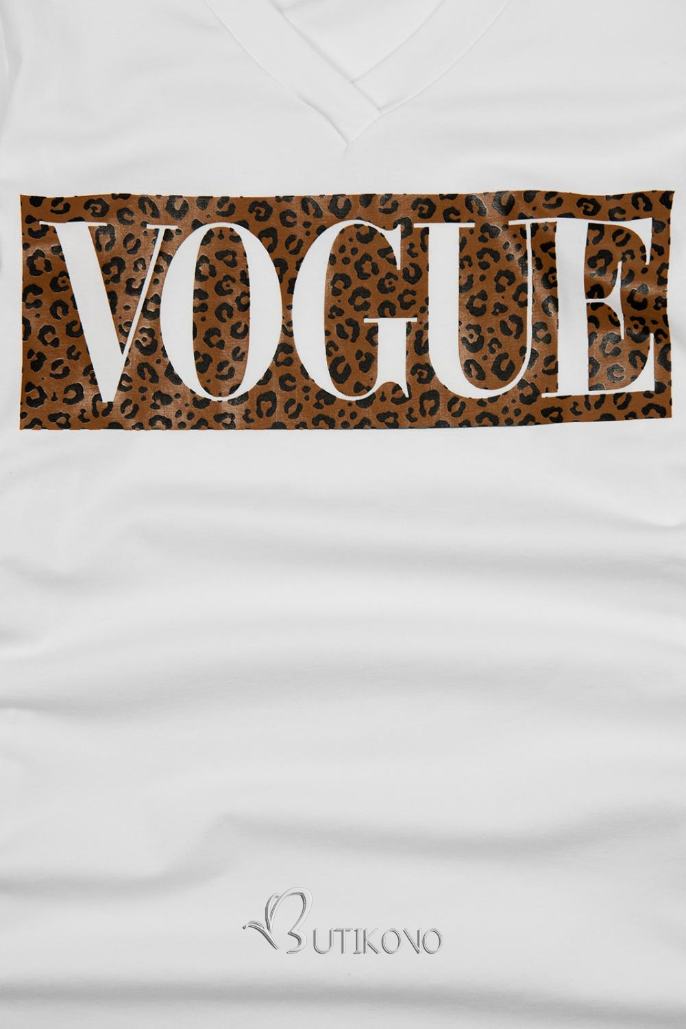 Biele tričko s nápisom VOGUE