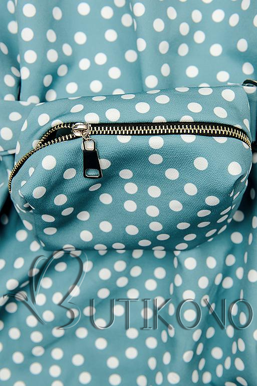 Modré bodkované šaty s taškou v páse