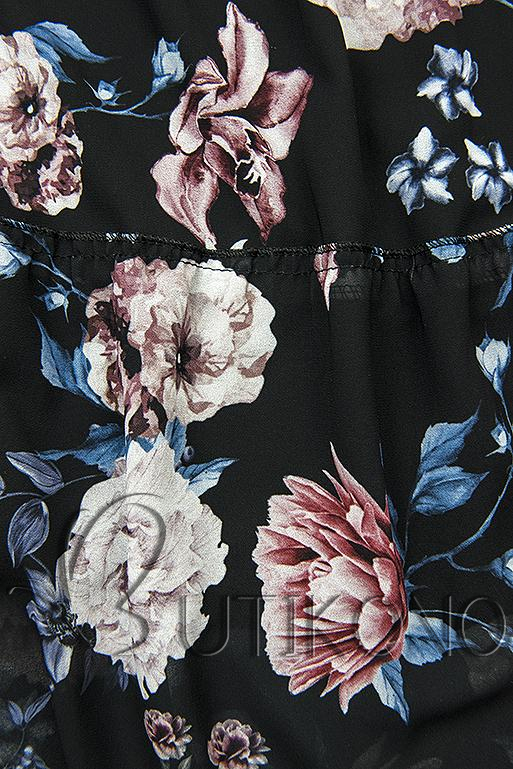 Kvetinové midi šaty čierne